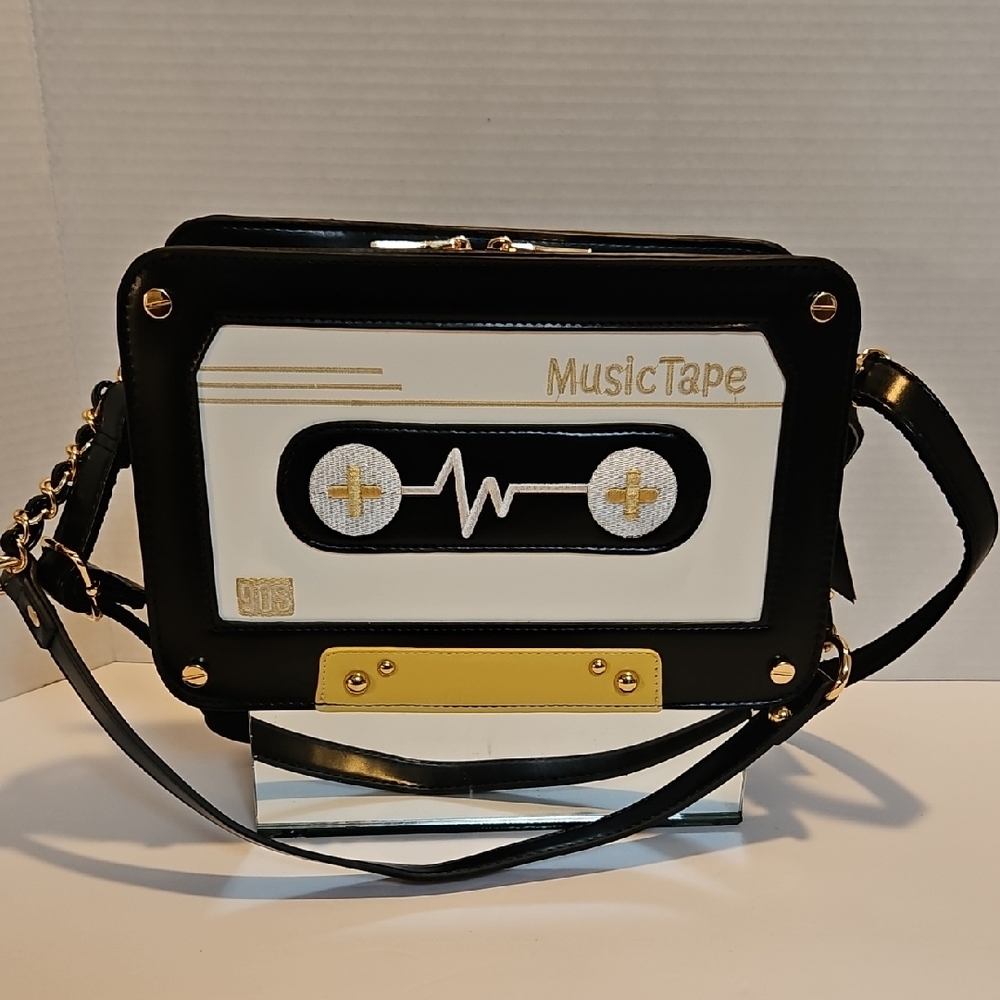 Black and White Crossbody Bag with Sleek Design